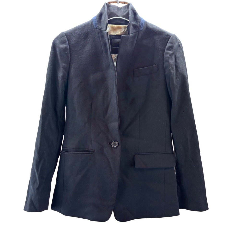 J.Crew Regent Blazer Women's 00 Navy Wool Blend Tailored Career Jacket Stretch